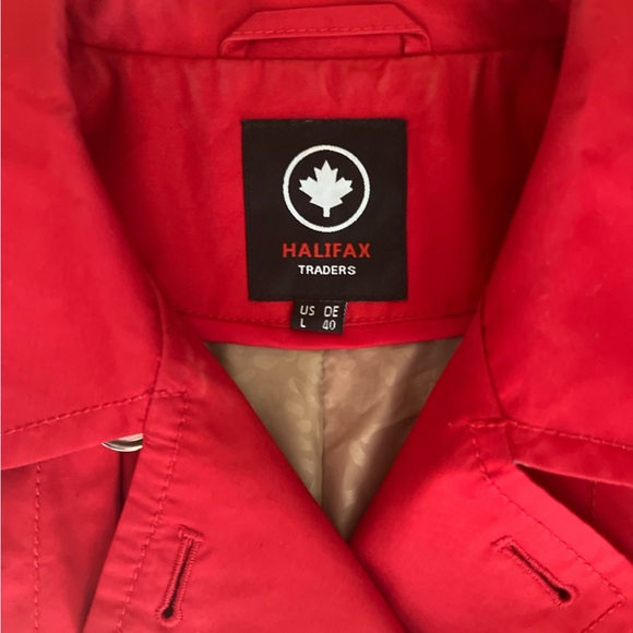 Halifax Red Trench Coat Double-Breasted Wide Collar - Picture 1 of 5